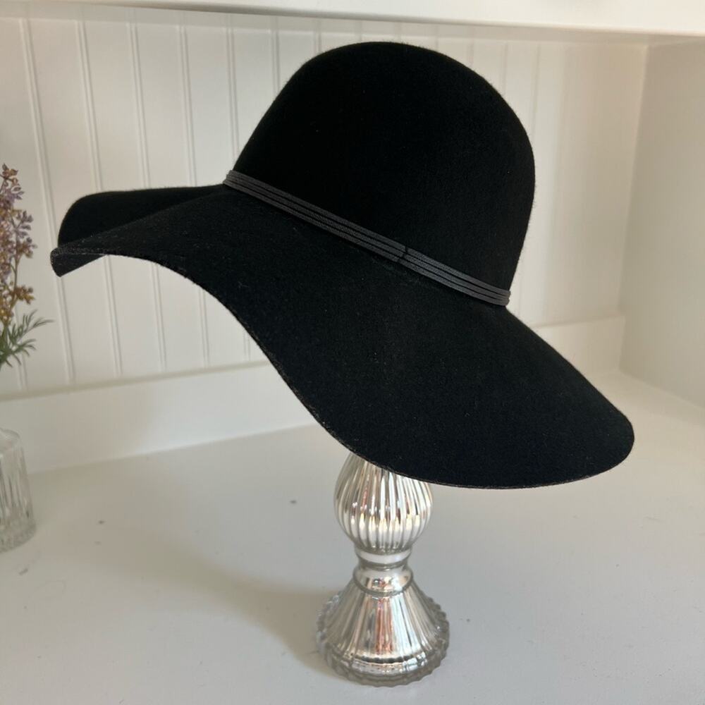 Nordstrom Black Wool Floppy Hat